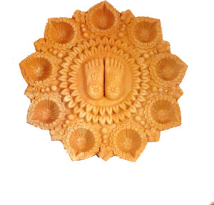 SUNINOW Suninow Handmade Decorative Diya Thali Set for Diwali, Navratri, Dussehra, Puja, Festival, Home or Office Decor Terracotta Terracotta (Pack of 9) Table Diya Set