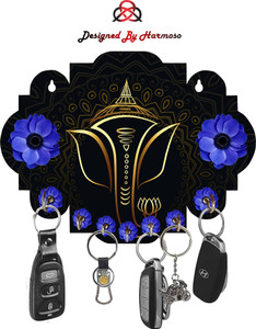 हार्मोसो New Ganesh Ji Mandala Design (7 Hooks) लकड़ी की होल्डर