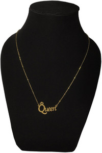 Utkarsh (Golden Color) Fancy & Stylish Trending Valentine's Day Special Metal Stainless Steel Queen Name Letter Locket Pendant Necklace With Chain For Women's And Girl's Gift Jewellery Set Gold-plated Stainless Steel Pendant Set
