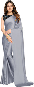 DHYANOM Solid/Plain Bollywood Satin Saree