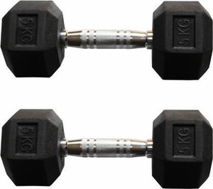 vnh Pair of Hexa Rubber Coated Fixed Weight Dumbbell