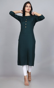 WearCulture Women Solid Straight Kurta