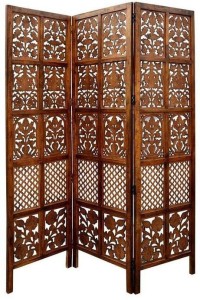 Decorhand Handcrafted 3 Panel Wooden Room Partition & Room Divider (Brown) Mango Wood Decorative Screen Partition Solid Wood Decorative Screen Partition