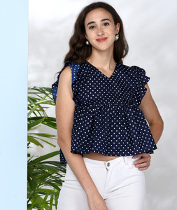 Chimpaaanzee Casual Printed Women Dark Blue Top