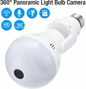 SIOVS Security 360 Degree Bulb Hidden Camera WiFi 1080P Panoramic Fish Eye LED Light Twist Lens Spy Cameras Night Vision Surveillance with Remote View Motion Detection for Android iOS Security Camera