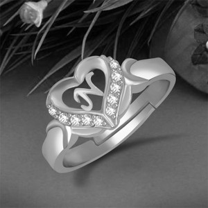 MEENAZ Valentine Gifts Fashion Traditional Jewellery designer Stylish Fancy Party wear Simple Single Promise Propose Engagement model birthday Anniversary Wedding Heart Shape Silver Platinum Golden i love you N Word N Name N Alphabet N Letter N Initial N Rings for girls gf women husband girlfriend Men Boys Couples Men Boys style boyfriend Wife Lovers Ladies Friends Solitaire American diamond CZ AD Anguthi Adjustable Free size Love Couple Ring Set valentines gift silver ring only Daily use combo set pack Hand finger rings for Couples latest design Polish Finish Best Friend Friendship ALPHABET LETTER RING-MEF025 Alloy, Copper, Brass, Crystal, Metal, Stone Cubic Zirconia, Diamond, Crystal, Zircon Platinum, Rhodium, Silver Plated Ring