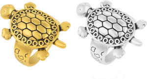 RN Gold and Silver Plated Brass, Tortoise, Turtles, Turtle, 3D Design, Excellent finish, Free Size Finger Ring for Men and Women Brass Gold Plated Ring
