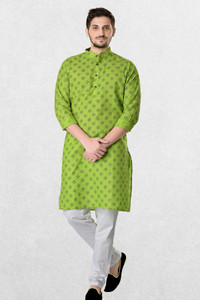 Shiwam Ethnix Men Geometric Print Straight Kurta