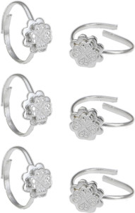 AanyaCentric Alloy Silver Plated Toe Ring Set