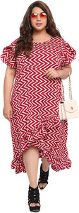Oomph! Plus Women Ruffled Red Maxi/Full Length Dress
