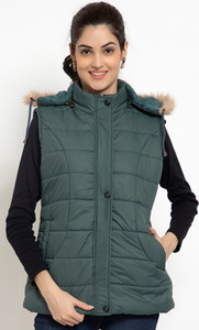 Finext Sleeveless Solid Women Jacket