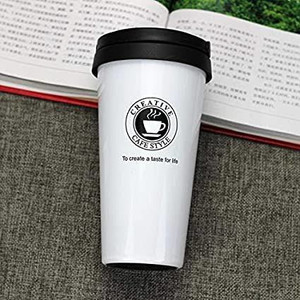 Aryshaa ™ White Vacuum Insulated Travel Stainless Steel Coffee Tea With Handled Thermos 380 mL Stainless Steel Coffee Mug