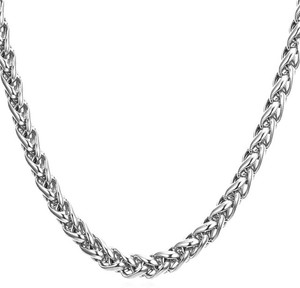NAKABH Elegant Premium Rope Collection Jewellery Valentine Stylish Fancy Party Wear Titanium Long Necklace Handmade Silver Neckless Style chains for boys men boyfriend girls girlfriend latest design Casual Style Daily use Simple Silver Plated Stainless Steel Chain