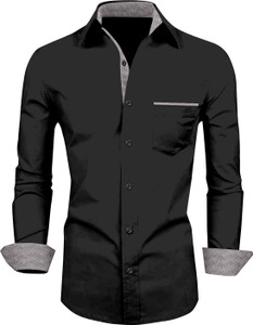 LIONER ENTERPRISE Men Self Design Formal Black Shirt