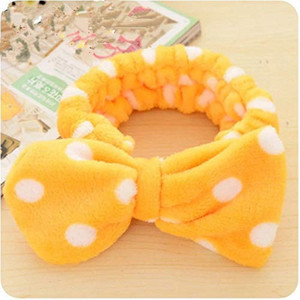 किरा Facial Spa Makeup Cleansing Cute Bow Velvet Elastic Headband (Random Colour) - Pack of 2