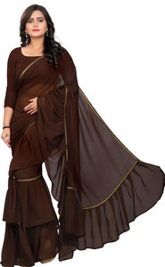 AAENA Solid/Plain Bollywood Georgette Saree