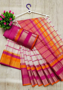 keshvi fashion Woven Kota Doria Cotton Blend Saree