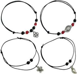 HIGH TRENDZ Combo pack of 4 Single Leg Thread Knot Cotton Dori Anklet