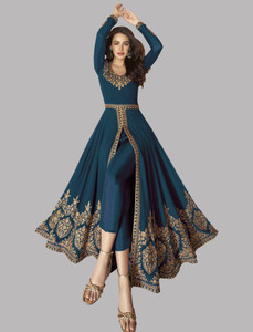 DIVINE INTERNATIONAL TRADING CO Georgette Embroidered Gown/Anarkali Kurta & Bottom Material