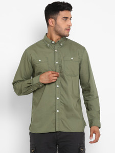 ROYAL ENFIELD Men Solid Casual Green Shirt