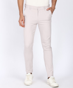 The Indian Garage Co. Slim Fit Men Grey Trousers