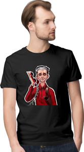 inkwale Printed Men Round Neck Black T-Shirt