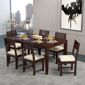 Kendalwood Furniture Premium Dining Room Furniture Wooden Dining Table with 6 Chairs Solid Wood 6 Seater Dining Set