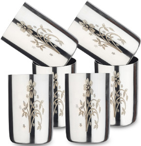 LIMETRO STEEL (Pack of 6) High Quality Mirror Polish Lazer Serving,Tumbler,Unbreakable Water Drinking Glass Set Water/Juice Glass