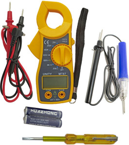 DUMDAAR Mini Pocket-Sized 1pc Digital Clamp Meter Electronic Tong Tester Clamping Meter Digital Multimeter with 1pc Continuity Tester and 1pc Electric Tester (Pack of 3pc) Digital Multimeter