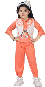 Kgn Garments Girls Party(Festive) Jacket Trouser, Top