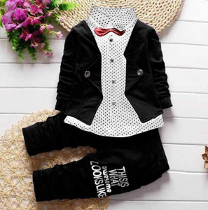 greevafashion Baby Boys Casual Bow Tie Track Suit
