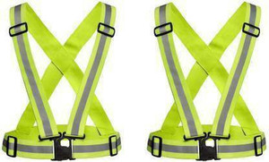 Legion High Visibility Protective Safety Reflective Vest Belt Jacket, Night Cycling Reflector Strips Cross Belt Stripes Adjustable Vest/ night vision belt/ jacket for Outdoor Sports Safety Belt/ Jacket (pack of 2) Safety Jacket