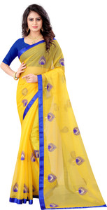 MWINDFALL FASHION Embroidered Bollywood Net Saree