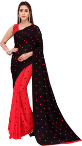 Anand Sarees Printed, Polka Print Daily Wear Georgette Saree