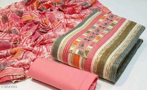 श्री पारस क्रिएशन कॉटन ब्लेंड सॉलिड, धारीदार सलवार सूट मटेरियल