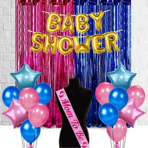 SOI Baby Shower Decorations Kit Foil Balloons, Sash, Curtains and Metallic Balloons for Baby Shower Mom to Be Welcome Baby Decoration Materials
