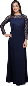V&M Women Maxi Dark Blue Full Length Dress
