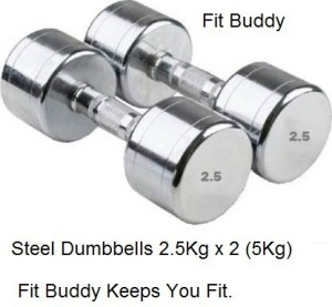 Fit Buddy Pair of 2.5KG X 2 Steel Fixed Weight Dumbbell
