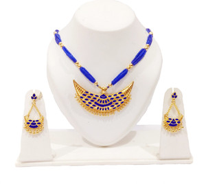 balaji gold Copper Gold-plated Blue Jewellery Set