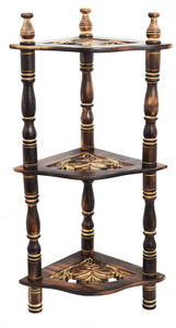 Woodiva 3-Tier Mini Corner Rack, Side Table, Living Room Wooden Wall Shelf