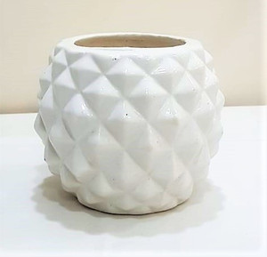 Your Local Store White Diamond Shape Ceramic Planter Indoor Outdoor Flower Pot Plant Container Set