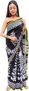 SHIVANYA HANDICRAFTS Blocked Printed Ikkat Pure Cotton Saree