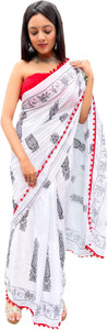 SHIVANYA HANDICRAFTS Blocked Printed Ikkat Pure Cotton Saree