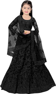Gheludi Girls Lehenga Choli Party Wear Embroidered Lehenga, Choli and Dupatta Set