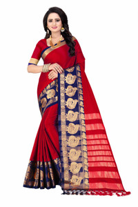 Bombey Velvat Fab Self Design, Striped Dharmavaram Jacquard, Art Silk Saree