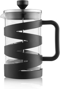iGRiD French Press Coffee Maker 800ml with 4 Level Filtration System, Heat Resistant Borosilicate Glass (Black, 800ml)-IGFP08 6 Cups Coffee Maker
