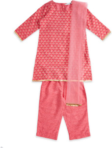 Akkriti by Pantaloons Girls Festive & Party Kurta, Pyjama & Dupatta Set