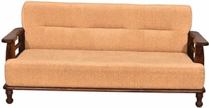 Divine Arts Sheesham Wood 3 Seater Sofa for Living Room Bedroom Fabric 3 Seater  Sofa