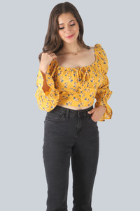 PRETTY LOVING THING Casual Printed Women Yellow Top