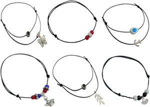 HIGH TRENDZ Combo pack of 6 Single Leg Thread Nazariya Cotton Dori Anklet